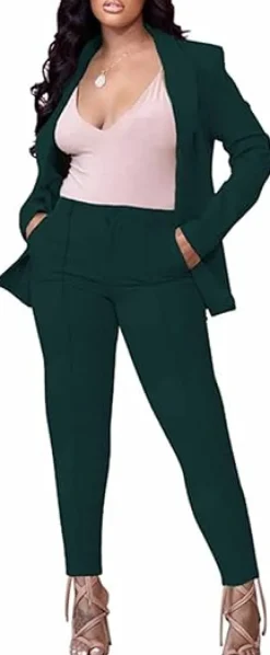 Two Piece Long Sleeve Blazer Pants Set