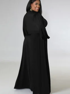 Two Piece Long Sleeve Crop Top Maxi Skirts