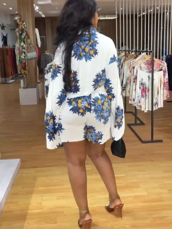 Two Piece Long Sleeve Floral Pant Suit