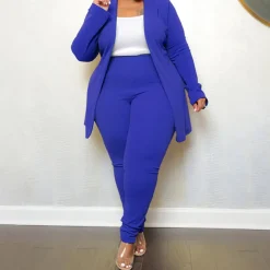 Two Piece Long Sleeve Jacket Bodycon Pants