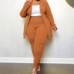 Two Piece Long Sleeve Jacket Bodycon Pants