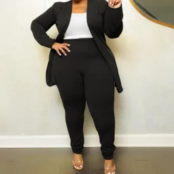 Two Piece Long Sleeve Jacket Bodycon Pants