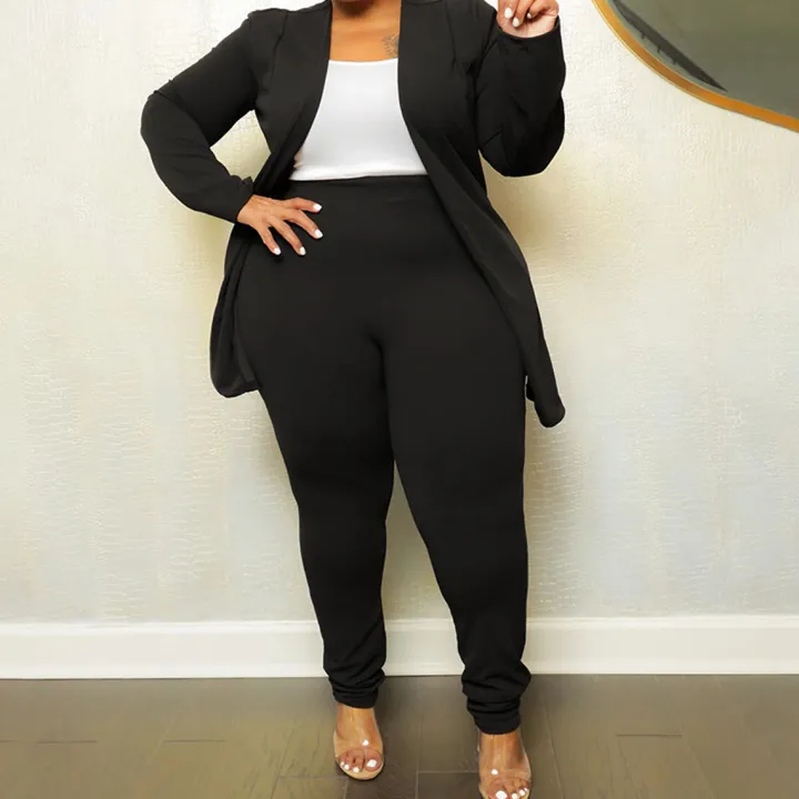 Two Piece Long Sleeve Jacket Bodycon Pants