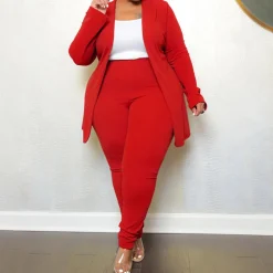 Two Piece Long Sleeve Jacket Bodycon Pants