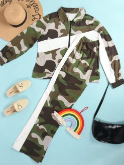 Two Piece Long Sleeve Printed Jacket Pants