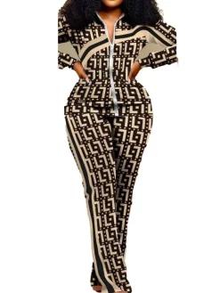 Two Piece Long Sleeve Printed Jacket Pants