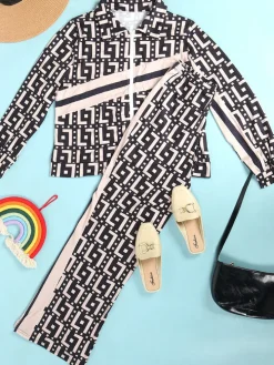 Two Piece Long Sleeve Printed Jacket Pants