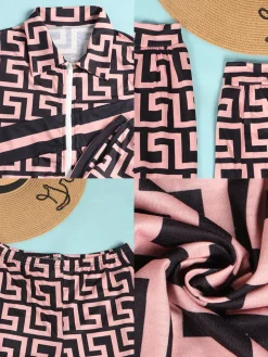 Two Piece Long Sleeve Printed Jacket Pants