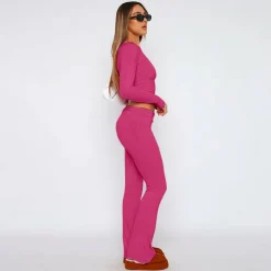 Two Piece Long Sleeve Tops Flare Leggings