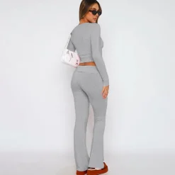 Two Piece Long Sleeve Tops Flare Leggings