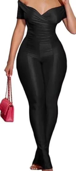 Two Piece Off Shoulder Top u0026Bodycon Flared Pant