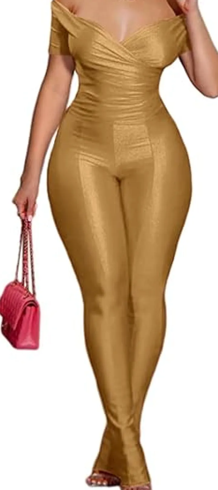 Two Piece Off Shoulder Top u0026Bodycon Flared Pant