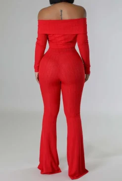 Two Piece Off Shoulder Top Flare Pants