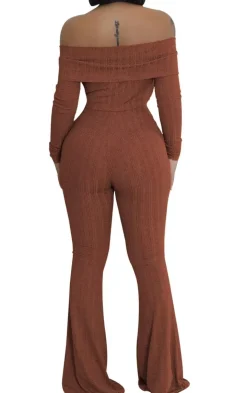 Two Piece Off Shoulder Top Flare Pants