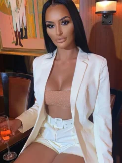 Two Piece Office Long Sleeve Solid Pant Suit