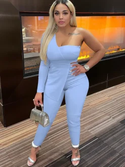 Two Piece One Shoulder Backless Outfits