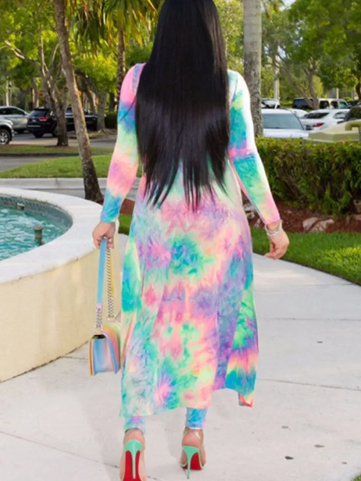 Two Piece Open Front Cardigan Skinny Pants Suit