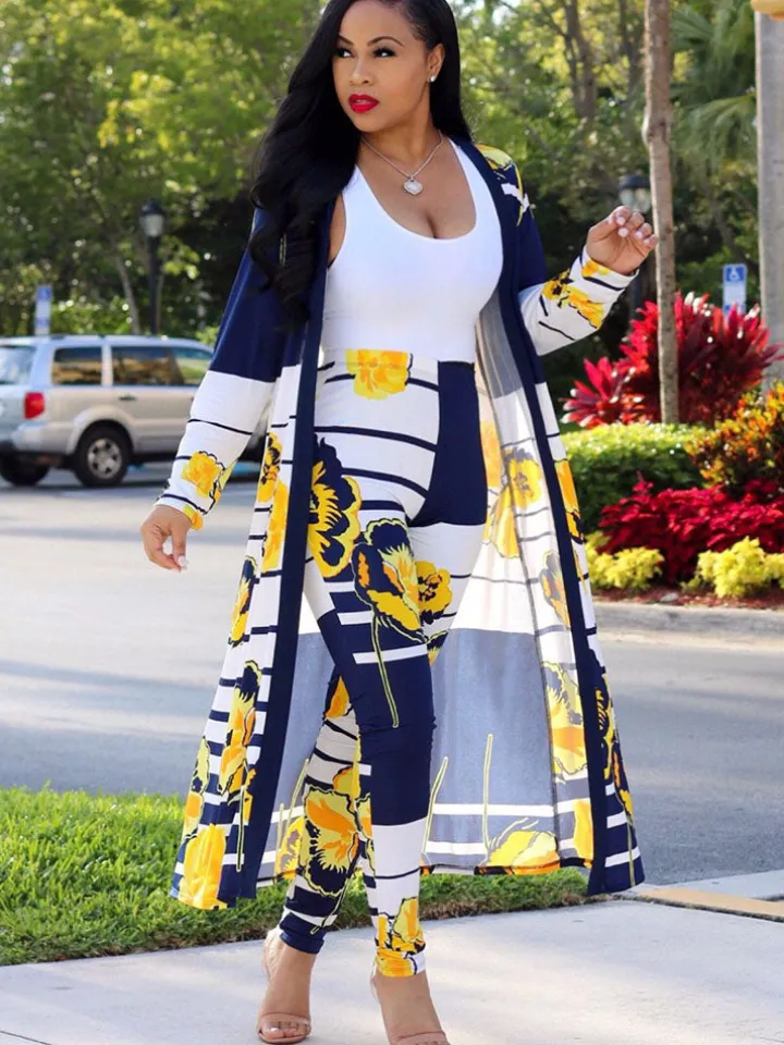 Two Piece Open Front Cardigan Skinny Pants Suit