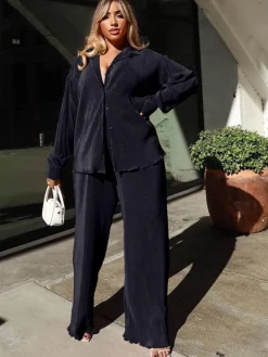 Two Piece Pleated Long Sleeve u0026 Long Pants