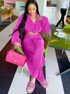 Two Piece Pleated Long Sleeve u0026 Long Pants