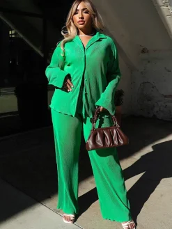 Two Piece Pleated Long Sleeve u0026 Long Pants