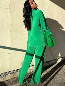 Two Piece Pleated Long Sleeve u0026 Long Pants