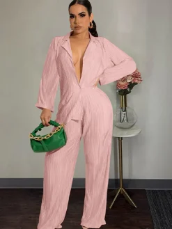 Two Piece Pleated Shirt Wide Leg Pants