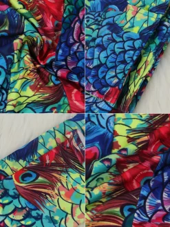 Two Piece Print Jacket High Footless Stockings Set