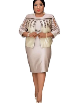 Two Piece Printed Cardigan u0026 Midi Dress