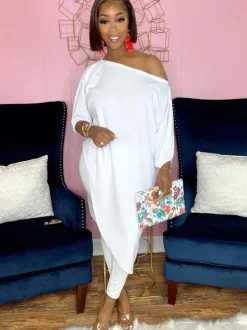 Two Piece Printed Irregular Top Skinny Long Pants