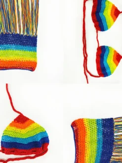 Two Piece Rainbow Tassels Skirt Swimsuit