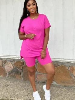 Two Piece Short Sleeve + Skinny Long Pants Set