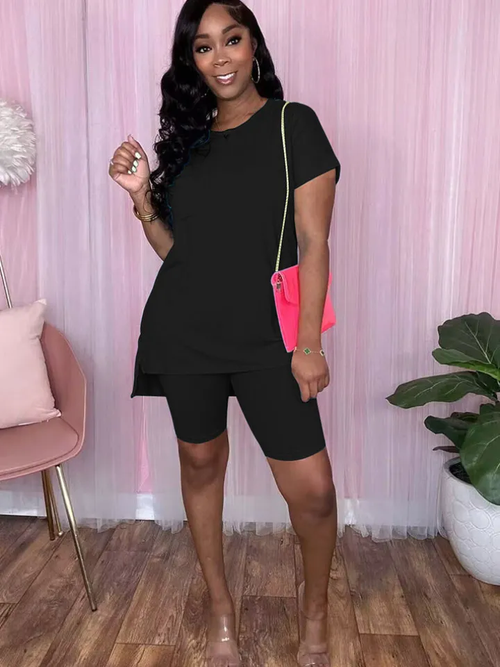 Two Piece Short Sleeve + Skinny Long Pants Set