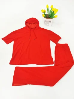 Two Piece Short Sleeve Hoodies Split Pants