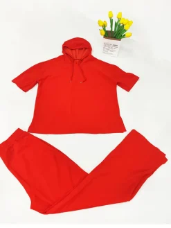 Two Piece Short Sleeve Hoodies Split Pants