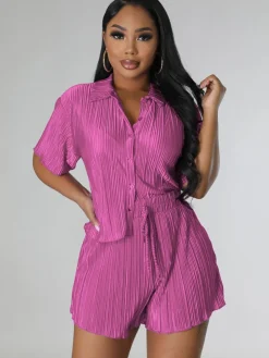 Two Piece Short Sleeve Shirts Shorts