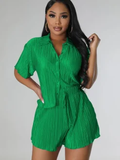 Two Piece Short Sleeve Shirts Shorts