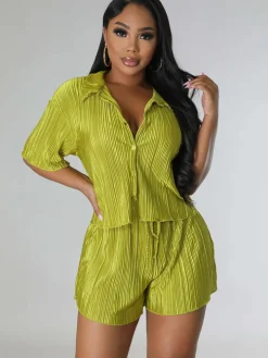 Two Piece Short Sleeve Shirts Shorts