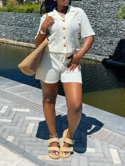 Two Piece Short Sleeve Shirt and Shorts