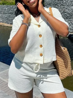 Two Piece Short Sleeve Shirt and Shorts