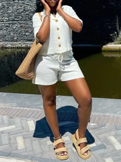 Two Piece Short Sleeve Shirt and Shorts