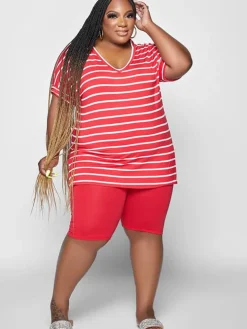 Two Piece Short Sleeve T-Shirt Bodycon Shorts