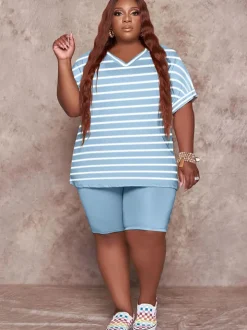 Two Piece Short Sleeve T-Shirt Bodycon Shorts