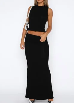 Two Piece Sleeveless Bodycon Top Ruched Skirt