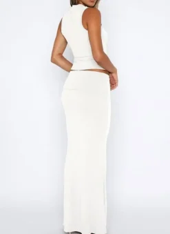 Two Piece Sleeveless Bodycon Top Ruched Skirt