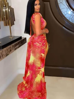 Two Piece Sleeveless Swimsuit Bikini Cover Up