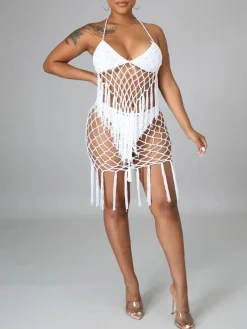 Two Piece Tassels Cover Up Swimsuit