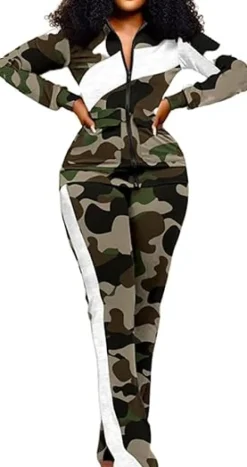 Two Piece Zipper Up Top Long Pants