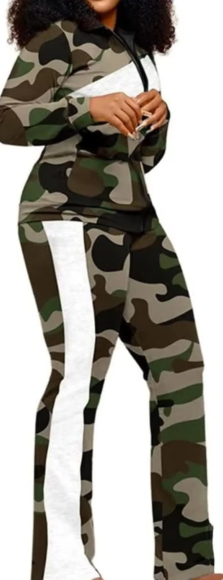 Two Piece Zipper Up Top Long Pants