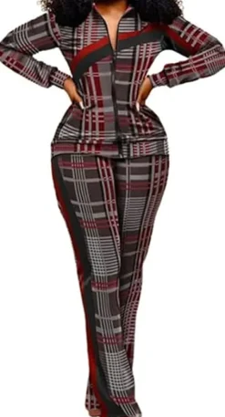 Two Piece Zipper Up Top Long Pants